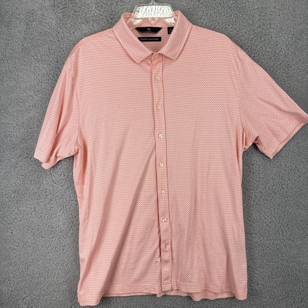 Hart Schaffner Marx Shirt Mens XL HartSoft S/S Salmon Stretch Casual Button Up